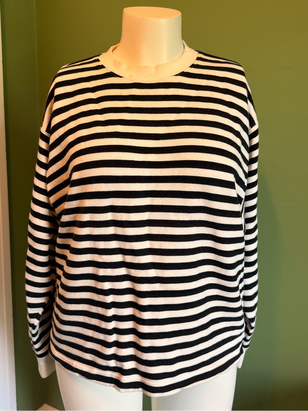 & Other Stories Black and White Striped Long-Sleeve Top